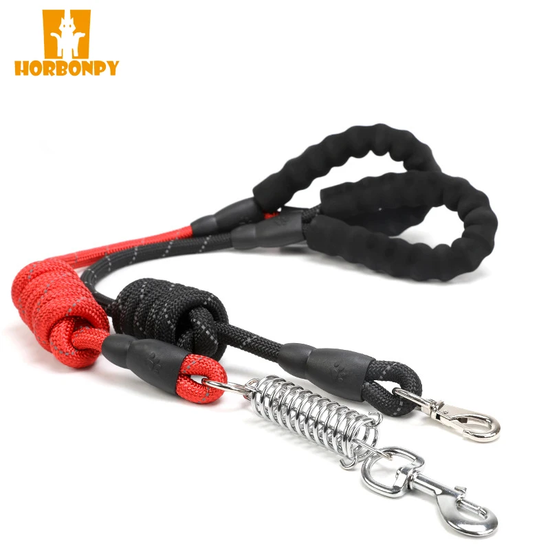 HORBONPY Spring buffer Reflective dog leash Foam handle dog leashes