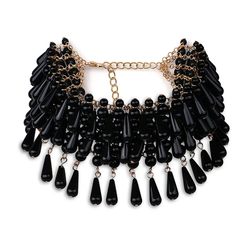 Новое поступление, модное массивное роскошное ожерелье с подвеской из искусственного жемчуга, массивные ювелирные изделия для женщин - Окраска металла: F2408BK
