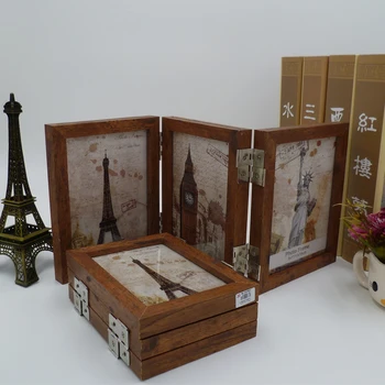 

2016 Creative Home Decor Wood Rectangle Foldable Table Picture Photo Frame