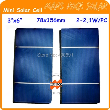 

100 pcs 2-2.1W 78x156mm 3"x 6" Polycrystalline Small Solar Photovoltaic Cells professional cutting for mini panel free shipping