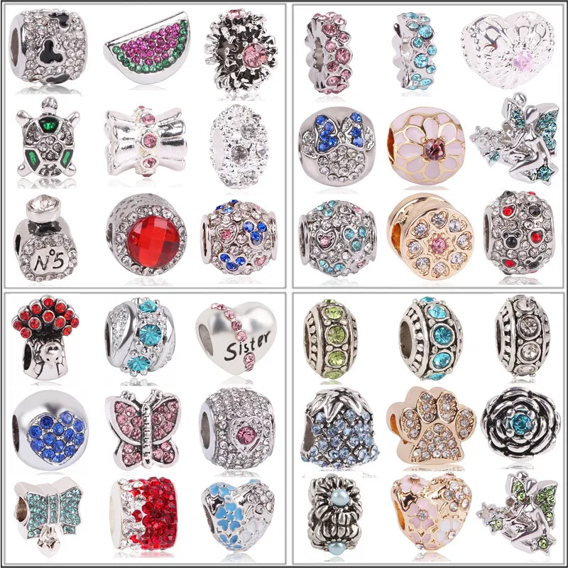 

Couqcy Simple Style Big Ball Stars Crystal Flowers Diy Bead Fit Original Pandora Charms Silver Bracelet Trinket Jewelry Women