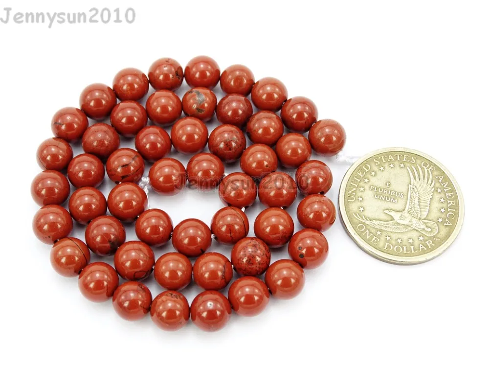 

Natural Red Jas-per Gems Stones 10mm Smooth Round Spacer Loose Beads 15'' Strand for Jewelry Making Crafts 5 Strands/Pack