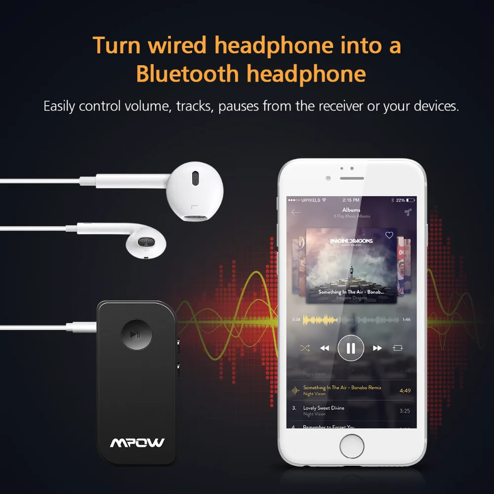 Mpow BH044 беспроводной Bluetooth V4.1 приемник автомобильный адаптер 3 5 мм стерео выход