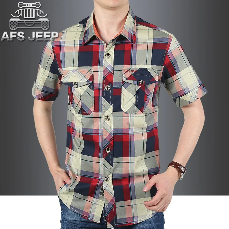 Red And Black Plaid Shirt Men Shirts 2018 New Summer Fashion Chemise Homme Mens Checkered Shirts Short Sleeve Shirt Men Blouse