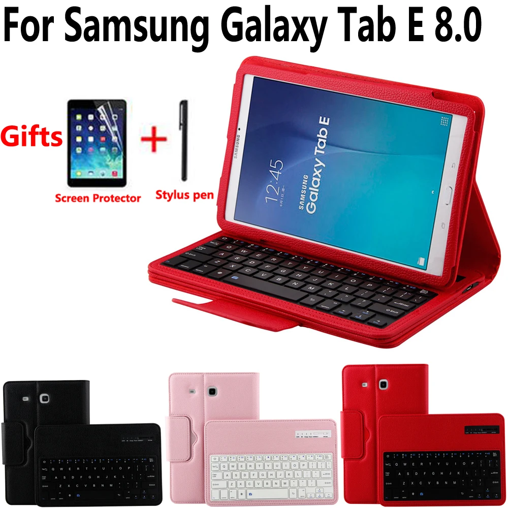 

Detach Wireless Bluetooth Keyboard Case Cover for Samsung Galaxy Tab E 8.0 SM-T375 T375 SM-T377 T378 with Screen Protector Film