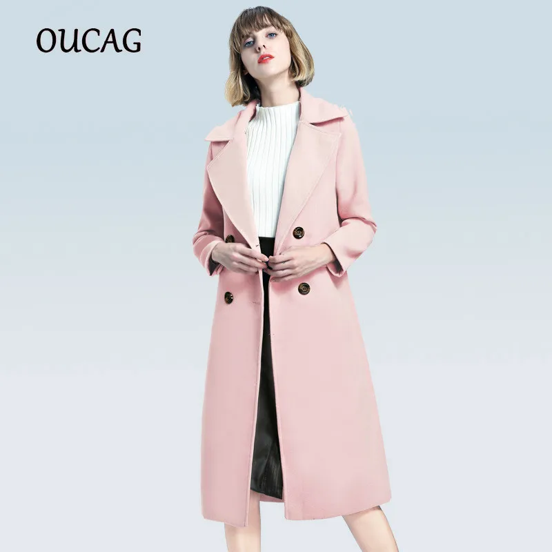 

2018 Autumn Winter New Women Coat Solid Long Imitation Woolen Loose Coat Lapel Fashion Overcoat