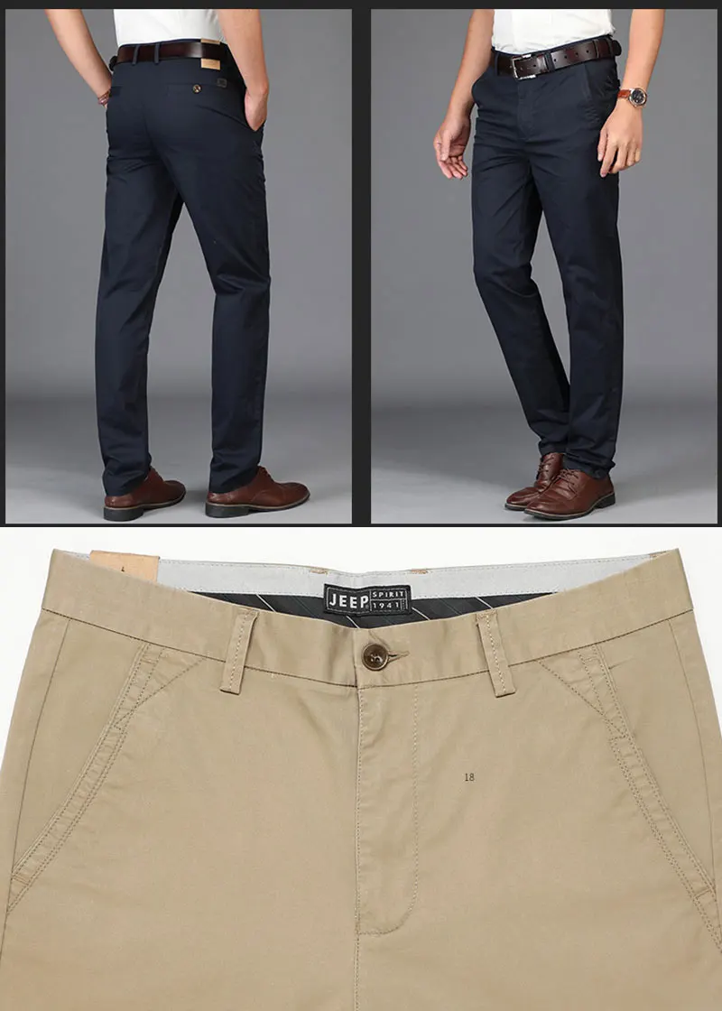 2019 Autumn JEEP Brand Casual Linen Pants Men's Casual Mid Elastic Waist Cotton Pants Fashion Trousers Full Length Straight (31)