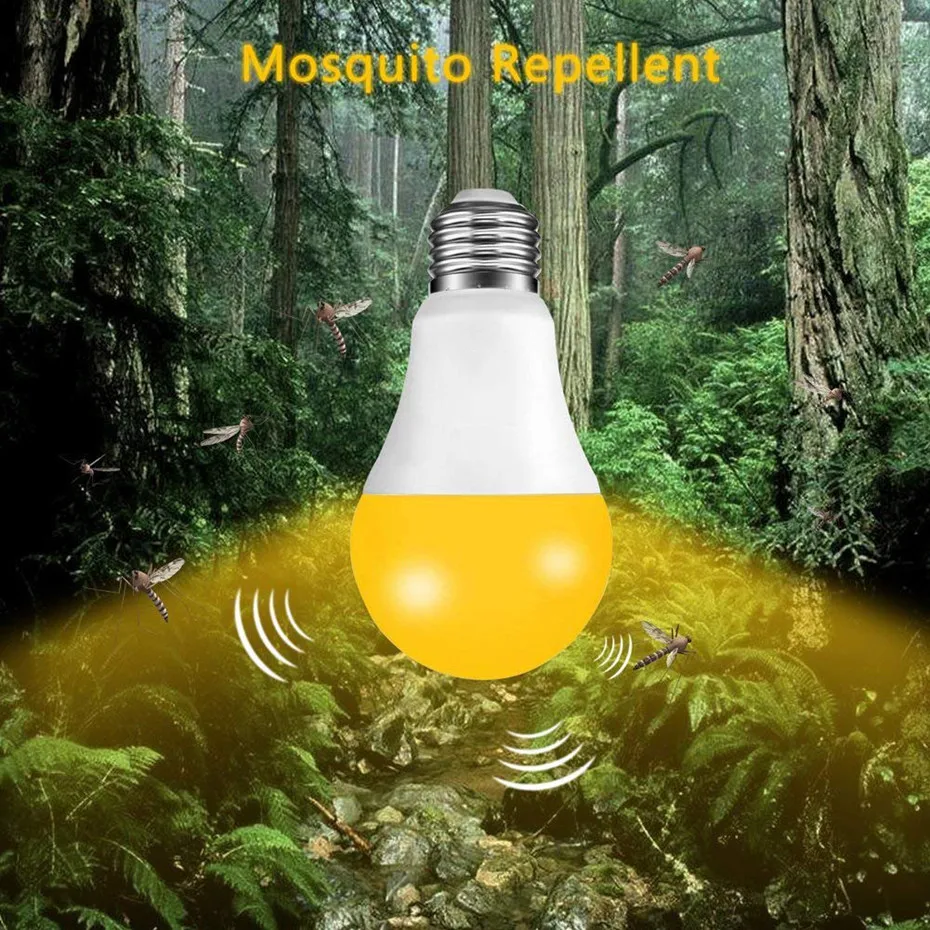 10 Вт 15 Вт E27 B22 Светодиодный светильник с датчиком света, светодиодный светильник с автоматическим включением/выключением для дома, крыльца, прихожей, патио, оранжевого и желтого цвета, с защитой от комаров