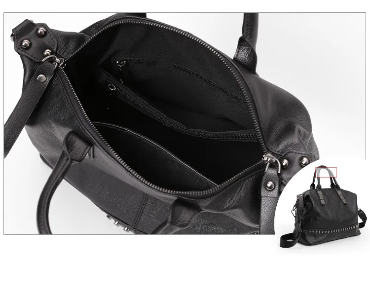 Роскошные модные женские сумки из натуральной кожи с черепом и заклепками, черная сумка на плечо из воловьей кожи, женские сумки-мессенджеры через плечо