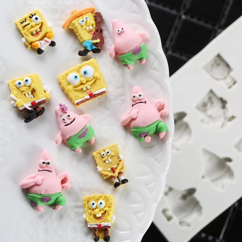 

New Cartoon Sponge Baby Series Liquid Silica Gel Mould Sugar-Turning Cake Decoration DIY Chocolate Baking Tool WMJ-937