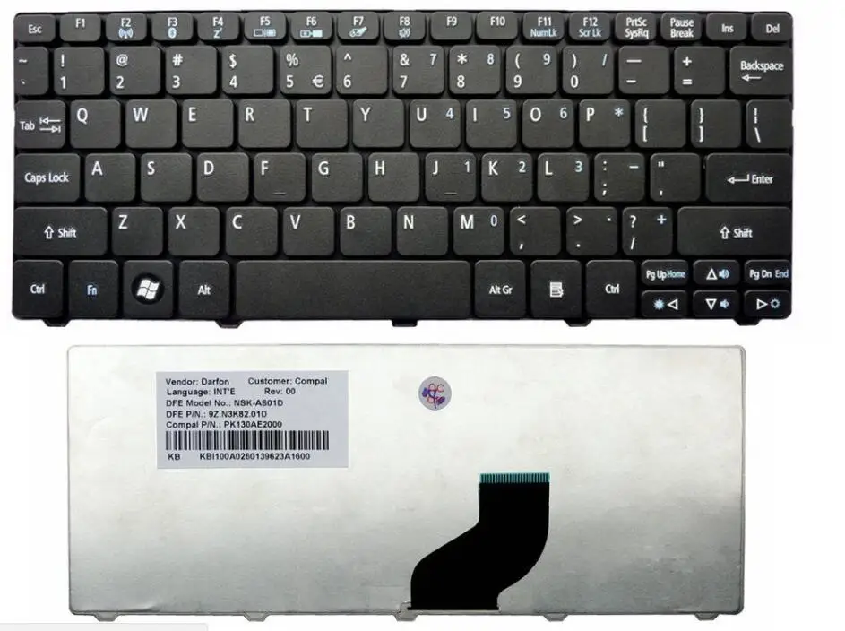Новый Ноутбук клавиатура для Acer Aspire One E100 ZH9 ZE6 Днем N550 Happy Happy2 QWERTY раскладка США |