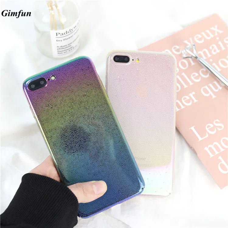 

Gimfun Waterdrop Rainbow Clear Phone Case for Iphone 7 Gradient Glitter Soft Silicone Case for Iphone 6 6s 6plus 8 Plus X Cover