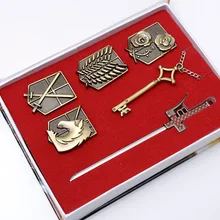 Атака на Титанов Shingeki no Kyojin значок лезвие колье с подвеской в виде Меча Кулон оружие 6 шт набор