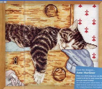 

counted cross stitch kits 14ct animal sleeping cat for Embroidery Needlework Home Decor diy >Needle Arts & Craft