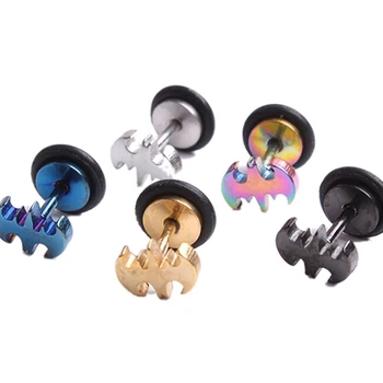 

2Pcs/Pair Trendy Women Punk Batman Earrings Stainless Steel Unisex Ear Studs Piercing Fashion Jewelry Gifts 5 Colors