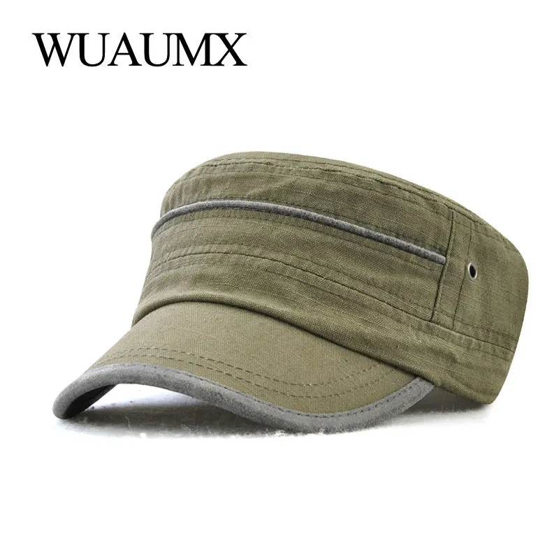 Wuaumx мужская повседневная шляпка в стиле милитари из 100% хлопка летняя плоская