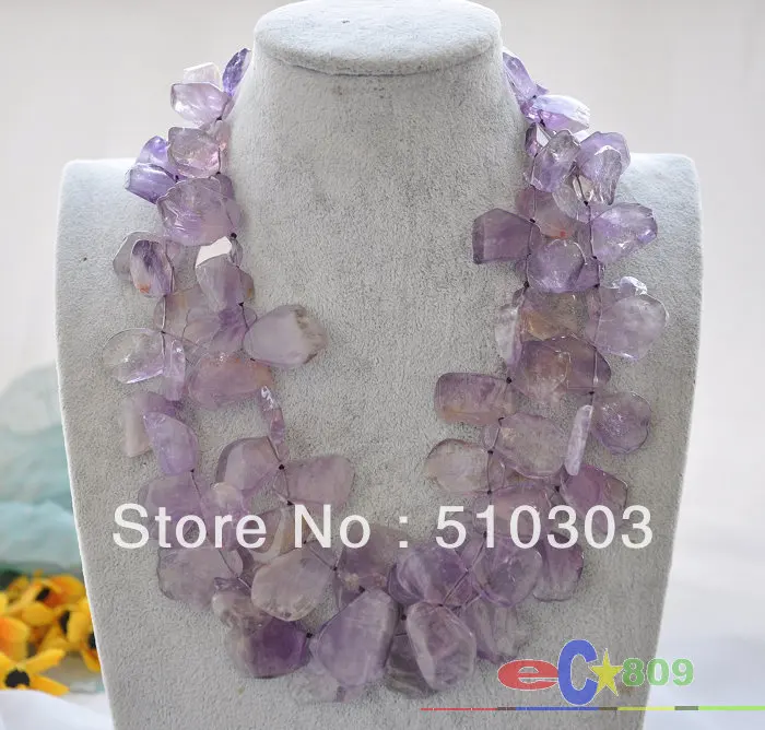 

Nature 2 Strands 20" 30 mm lavender Flake Purple Crystal necklace