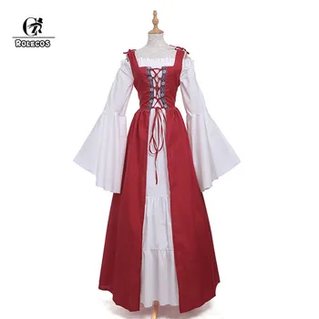 

ROLECOS New Arrival Gothic Lolita Medieval Renaissance Women Costumes Victorian Red Long Dresses Retro Vintage Women Dress GC204