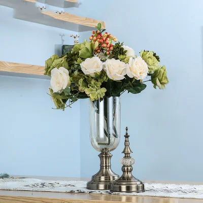 Европейский кристалл стеклянная ваза украшения современный минималистский американский дом Цветочная композиция ремесла украшения обеденный стол Статуэтка - Цвет: style18