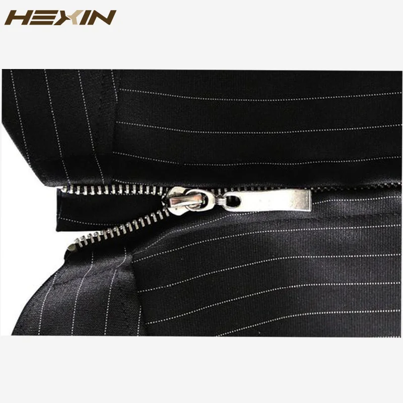 Черный корсет из ткани в тонкую полоску HEXIN офисное Сексуальное Женское Платье
