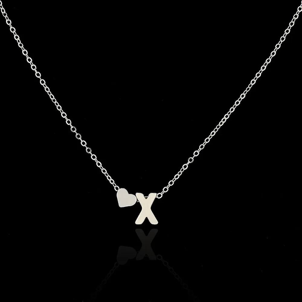 Fashion Tiny Dainty Heart Initial Fine Necklace Letter Necklace Name Jewelry Women Accessories Girlfriend Gift