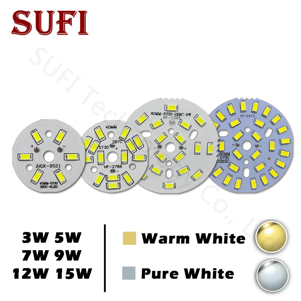 

High Power 3W 5W 7W 9W 12W 15W SMD5730 Brightness Light Board Led Lamp Panel For Ceiling Spotlight flashlight PCB With LED