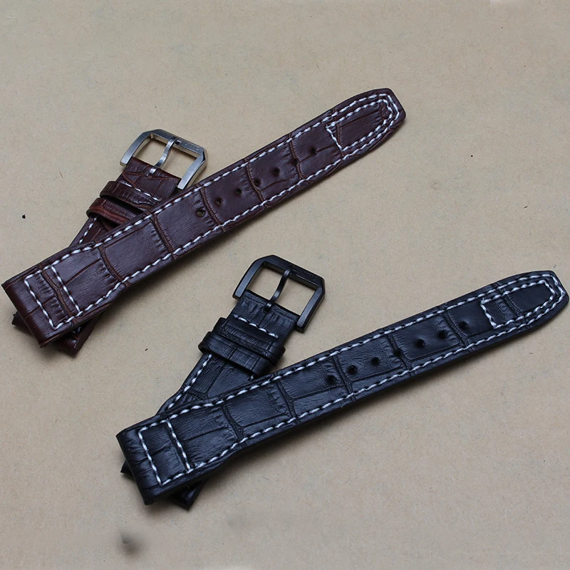 

Watch band 22mm Black Handmade Brown Genuine Alligator Pattern Leather Watch Strap Band Bracelets For sport brand watches new