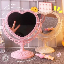 Espejo de escritorio Estilo Vintage Kawai amor en forma de corazón Oval sueño giratorio decoración espejo regalo de la niña