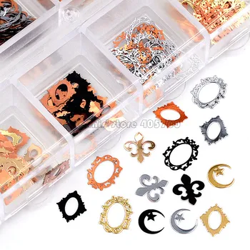 

Mix 3 Colors 4 Shapes Moon Stars Floral Sword Pattern Metal Sequin Nail Art Rhinestones Slice Decorations DIY Salon Tip5#