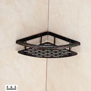 

Black antique copper color copper bathroom shelf copper plate corner basket bathroom triangle frame bathroom corner frame