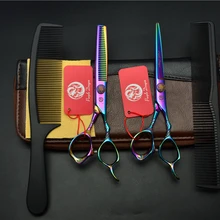 4 шт. костюм 6 дюймов фиолетовые профессиональные человеческие Ножницы Парикмахерские расчески+ резка+ филировочные ножницы Инструменты для укладки волос Z9001