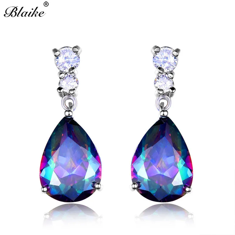 

Blaike Mystic Fire Rainbow Zircon Water Drop Earrings for Women 925 Sterling Silver Filled Multicolor Birthstone Dangle Earrings