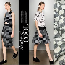 LEO& LIN черно-белая серебряная ткань с принтом, Тонкая шелковая хлопковая ткань, летняя брендовая одежда, шелковая ткань для платья