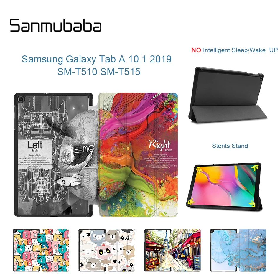 

Sanmubaba Case For Samsung Galaxy Tab A 10.1 inch 2019 SM-T510 T515 Ultra-Slim PU Leather Flip Stand Smart Cover Tablet Case