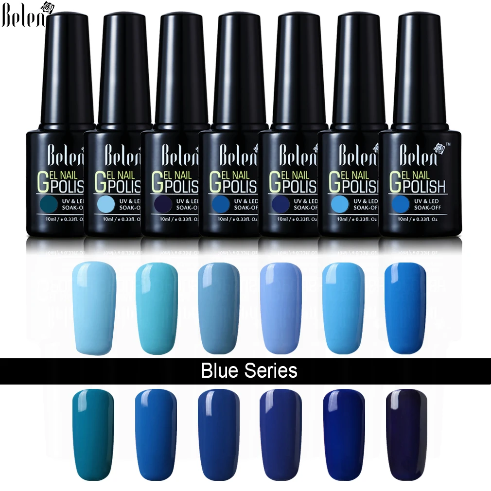 

Belen 10ml Gray And Blue Series UV Nail Gel Polish Colorful Glitter Gelpolish Led Long Lasting DIY Nail Art Gel Lacque Base Top