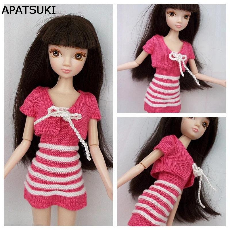 Handmade Doll Accessories Pink Knitting Coat Sweater Dresses For Barbie Doll House For 1 6 Bjd Doll Dress For Barbie Dress For Barbie Dolldolls Accessories Aliexpress