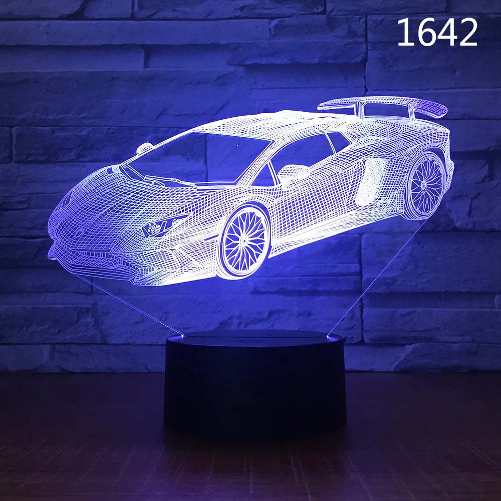 По форме спортивного автомобиля 3D ночник 7 цветов Изменение светодиодный ночник USB Умный дом украшение Новинка лампа Индукционная настольная лампа - Цвет: Style 13