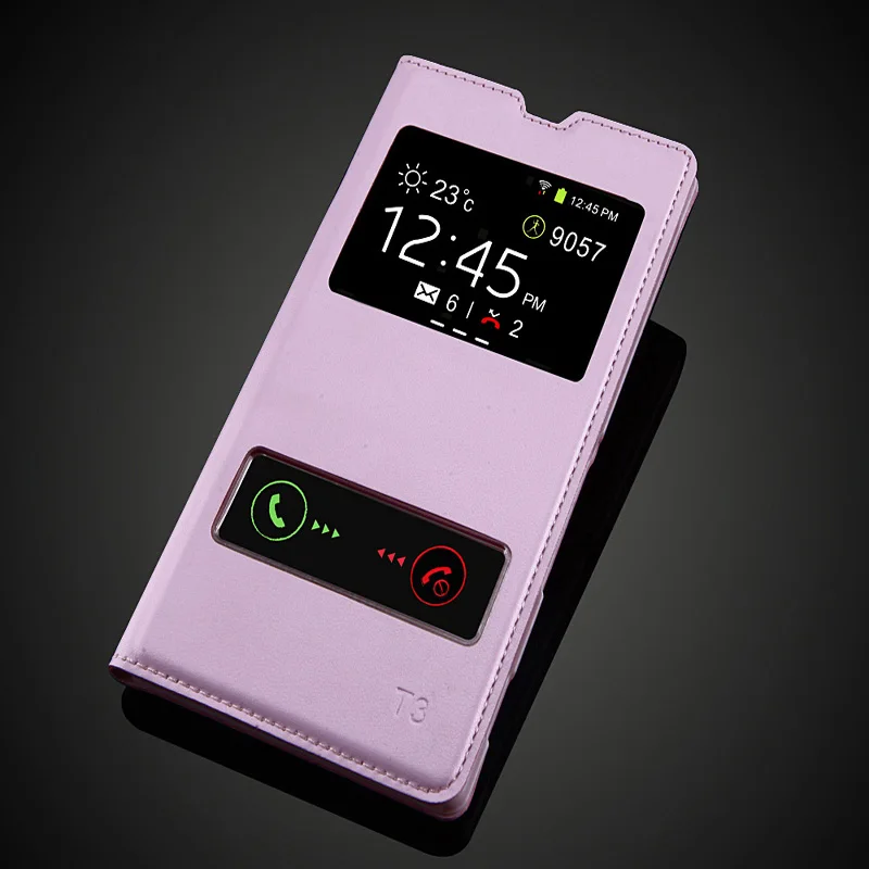 Высокое качество Роскошный чехол для Sony Xperia T3 M50W D5103 Мода Посмотреть Окно чехол из искусственной кожи с защелкой сотовый телефон сумка