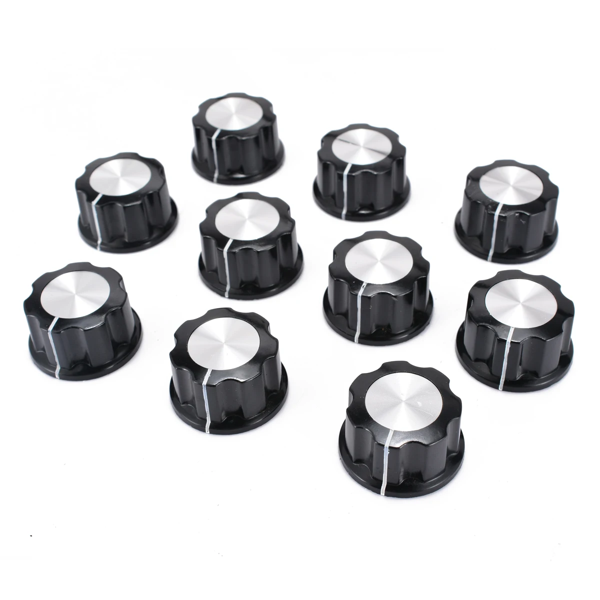 10Pcs/Lot Electronic Instrument Rotary Knob Top Rotary Control Turning Knob for Hole 6mm Dia. Shaft Potentiometer Knob Cap