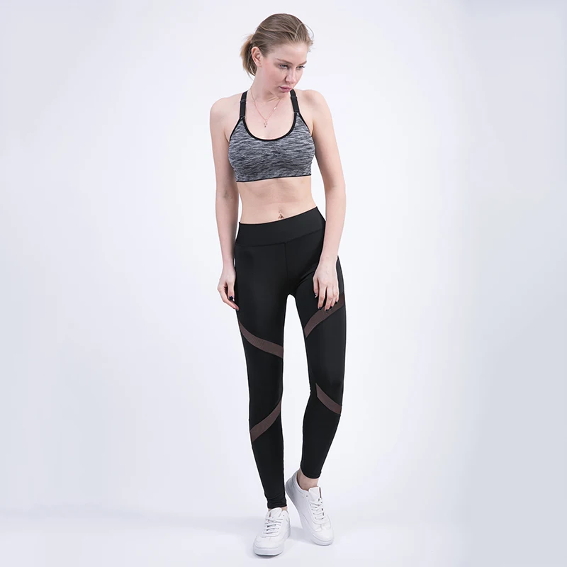 Каминского черный Athleisure длинные брюки для Для женщин летние упругие Slim Fit Леггинсы узкие брюки стильная женская обувь сетки сращивания