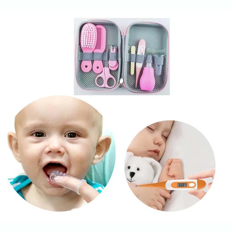 Многофункциональный Детский комплект 8 шт./компл. для новорожденных детей, для ухода за ногтями, термометр для ухода за волосами, набор кистей с подарочной коробкой