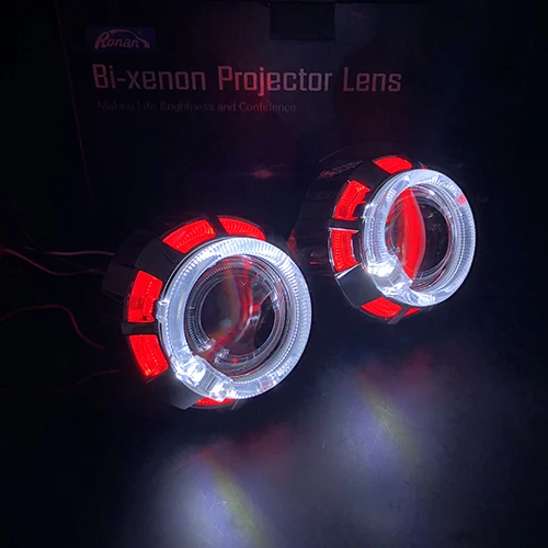 Ronan 2,0 moto H1 bi xenon двойные светодиодные ангельские глазки один набор кожухов H4 H7 адаптер для автомобильных фар использовать H1 лампы для модернизации - Цвет: White-Red