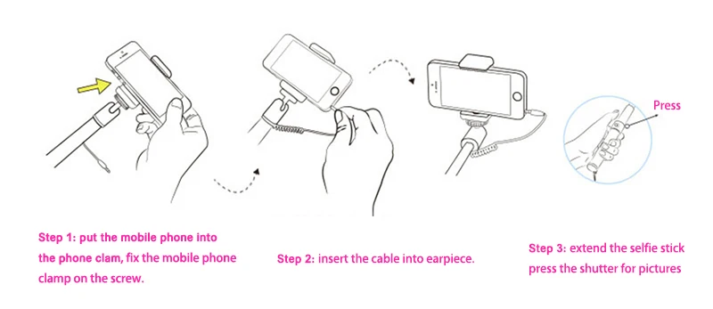 ManiFun Battery Free Selfie Stick Wired Extendable Monopod Cable Control Self-portrait for Xiaomi Android iPhone Samsung (6)