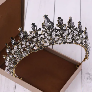 

Vintage Baroque Crystal Bridal Tiara and Crown Rhinestone Bride Diadem Headpiece Wedding Hair Jewelry Accessories for Women SL