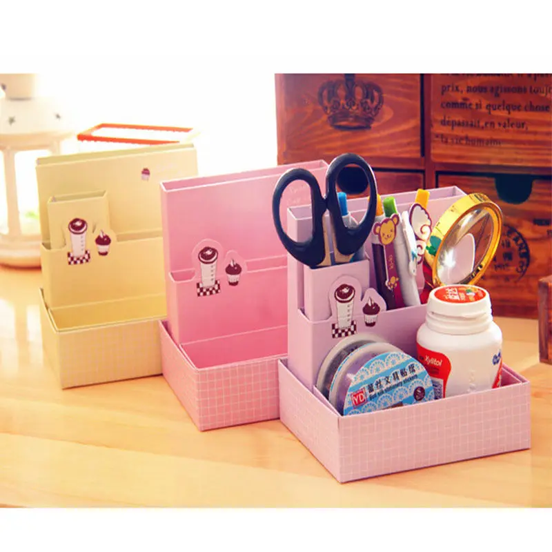 

1 Pc Paper Make Up Organizer Brush Storage box Board Case Desk Decor Stationery Cosmetic Display Makeup Organizer Container