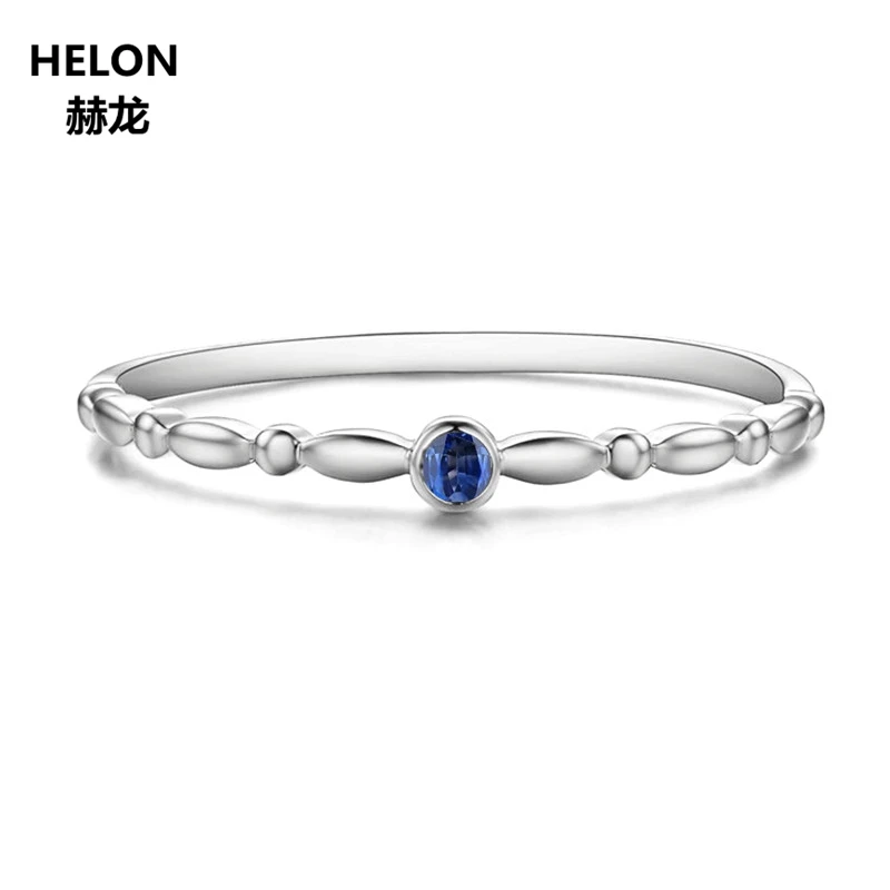 

Solid 14k White Gold Natural Sapphire Engagement Wedding Ring Anniversary Fine Jewelry Women Trendy