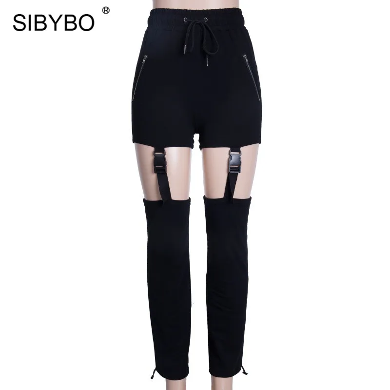 Женские шаровары SIBYBO повседневные хлопковые с высокой талией и пряжкой на молнии
