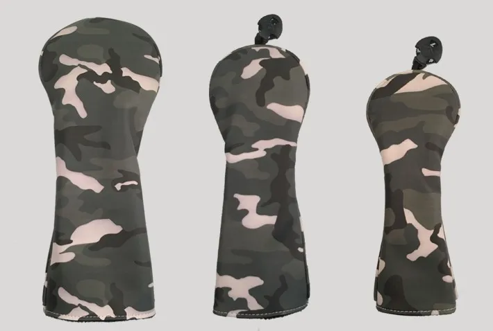 التمويه نوادي الجولف Headcovers مجموعة ل ودز أداة لعب الجولف الممر السالك Utililty الغطاء الواقي 3 قطعة 3 ألوان