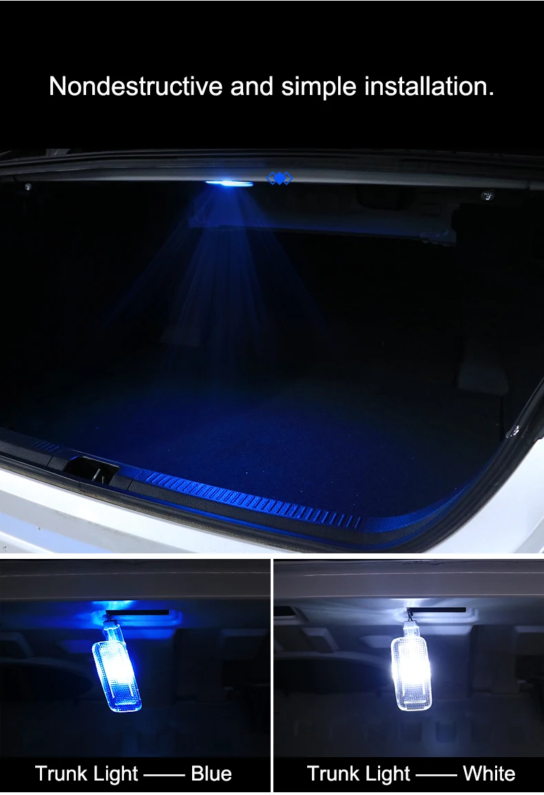 QHCP автомобильный косметический зеркальный светильник, задний багажник, лампа белого, голубого цвета, светодиодный светильник, аксессуары для интерьера, специально для Toyota Camry
