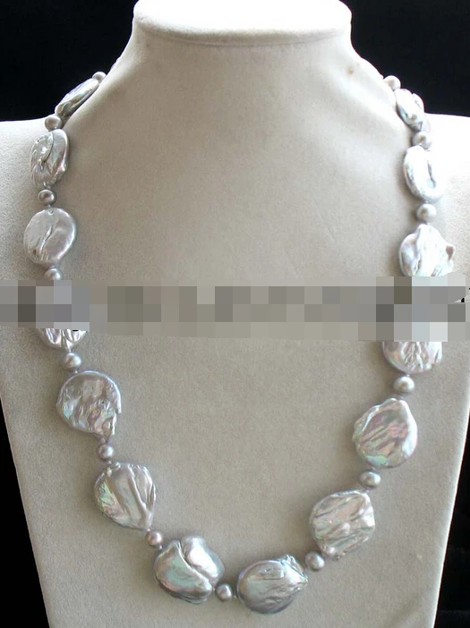 

08149 freshwater pearl gray reboen keshi falt necklace